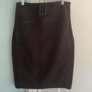 Billy Reid chocolate brown skirt with leather detail. Size 4. EUC